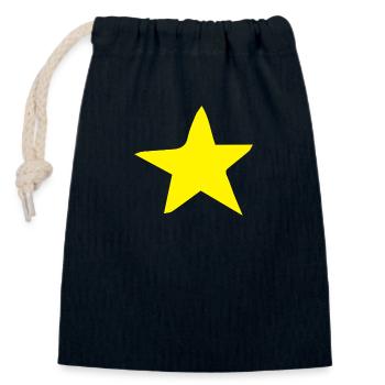 einfacher gelber RAUER Stern - Verschließbarer Geschenkbeutel aus Baumwolle (14x20cm) - Navy - Vorne