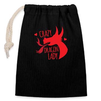 Dame de dragon fou - Sac cadeau en coton avec cordon (14 x 20 cm) - noir - Devant