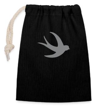 oiseau hirondelle volant unique en gris - Sac cadeau en coton avec cordon (14 x 20 cm) - noir - Devant
