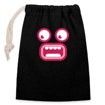 Visage tiki surpris choqué - Sac cadeau en coton avec cordon (14 x 20 cm) - noir - Devant