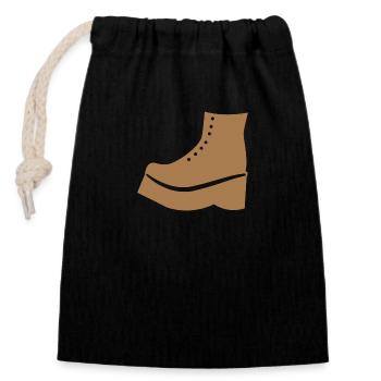 Brown Boot shoe - Closable cotton gift bag (14x20cm) - black - Front