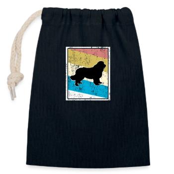Chien Terre-Neuve - silhouette de chiens vintage rétro - Sac cadeau en coton avec cordon (14 x 20 cm) - bleu marine - Devant