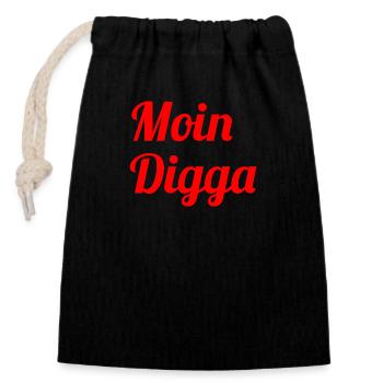 Moin Digga - Closable cotton gift bag (14x20cm) - black - Front