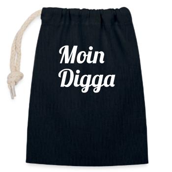 Moin Digga - Closable cotton gift bag (14x20cm) - navy - Front