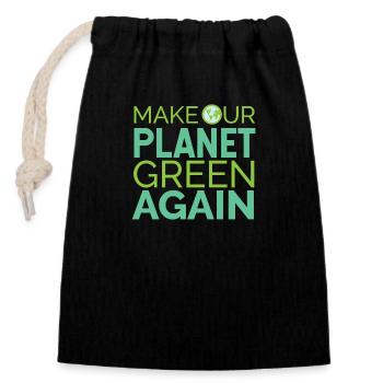 Les vendredis pour l'avenir rendent notre planète plus verte encore - Sac cadeau en coton avec cordon (14 x 20 cm) - noir - Devant