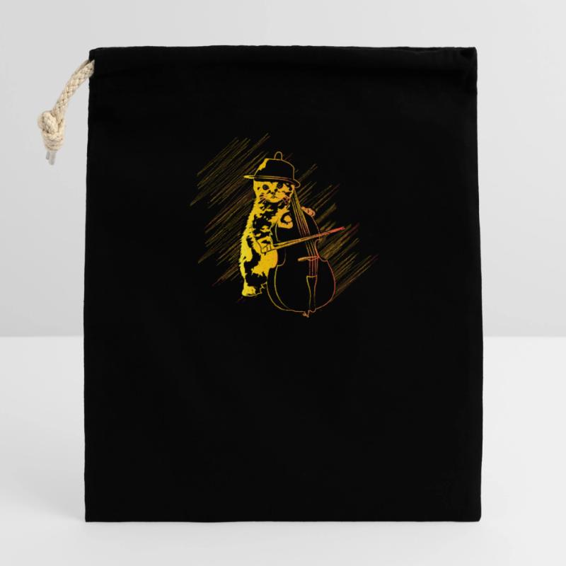 Katze Cello Geschenk Verschließbarer Geschenkbeutel aus Baumwolle (14x20cm)