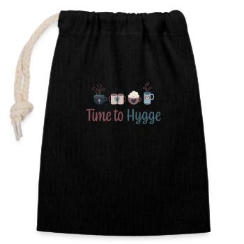 Time to Hygge - Sac cadeau en coton avec cordon (14 x 20 cm) - noir - Devant
