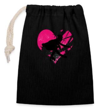 love motiv roller art run 3 - Closable cotton gift bag (14x20cm) - black - Front