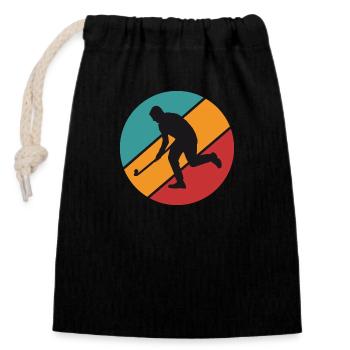 joueur de hockey - Sac cadeau en coton avec cordon (14 x 20 cm) - noir - Devant