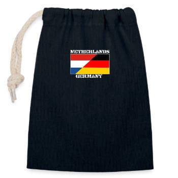 Allemagne, Pays-Bas Hollande, amitié, drapeau - Sac cadeau en coton avec cordon (14 x 20 cm) - bleu marine - Devant