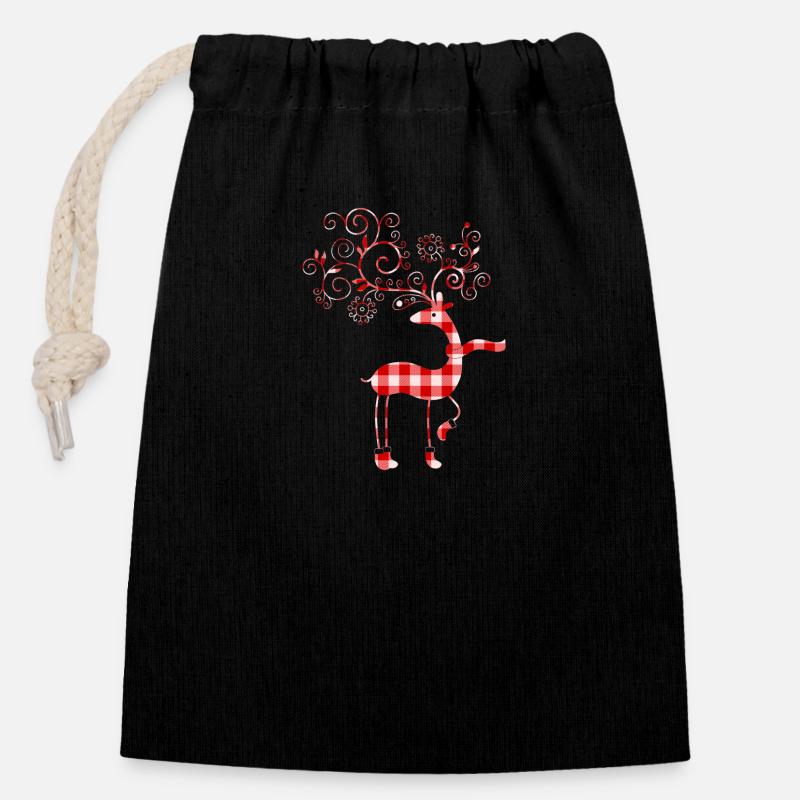 reindeer - Closable cotton gift bag (14x20cm) - black