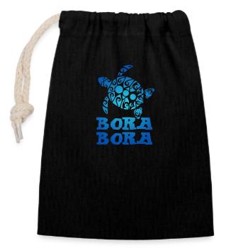 Polynésie Bora Bora Tortue Tribal Tatto - Sac cadeau en coton avec cordon (14 x 20 cm) - noir - Devant