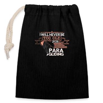 Paragliding age - Closable cotton gift bag (14x20cm) - black - Front
