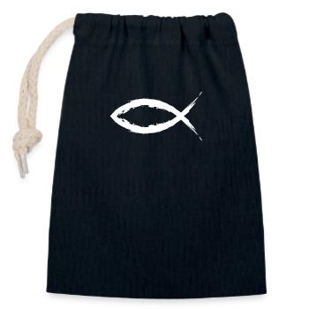 Fish christianity symbol religion church white - Closable cotton gift bag (14x20cm) - navy - Front
