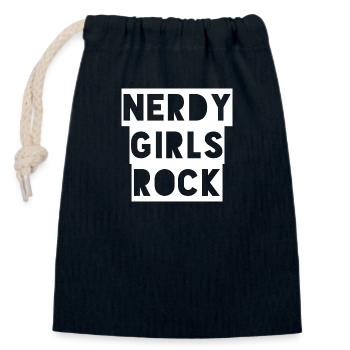 Nerdy Girls Rock - Closable cotton gift bag (14x20cm) - navy - Front