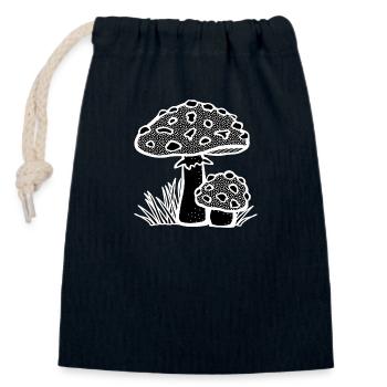 mushroom - Closable cotton gift bag (14x20cm) - navy - Front