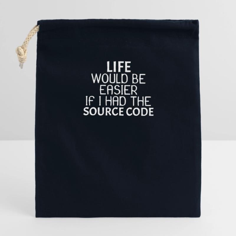 La vie serait plus facile si j'avais le code source 3dr3 Sac cadeau en coton avec cordon (14 x 20 cm)