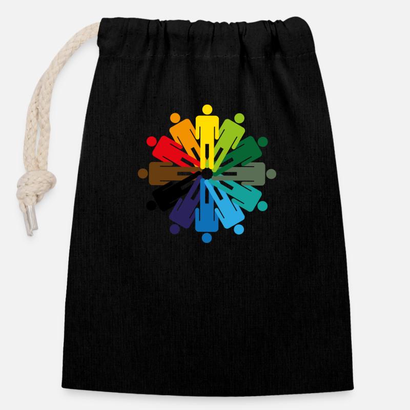 Die Welt ist bunt! Geschenk LGBT Welt Liebe Farben - Verschließbarer Geschenkbeutel aus Baumwolle (14x20cm) - Schwarz
