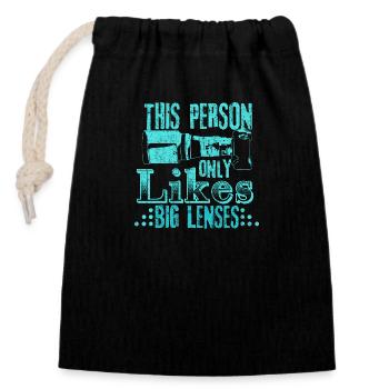 Photographer Lens Gift Idea - Closable cotton gift bag (14x20cm) - black - Front