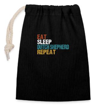 Niederländischer Schäferhund Eat Sleep Repeat - Verschließbarer Geschenkbeutel aus Baumwolle (14x20cm) - Schwarz - Vorne