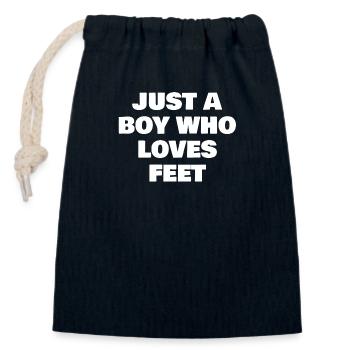 just a boy who loves feet - Verschließbarer Geschenkbeutel aus Baumwolle (14x20cm) - Navy - Vorne