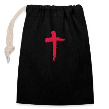 Christianisme religion croix - Sac cadeau en coton avec cordon (14 x 20 cm) - noir - Devant