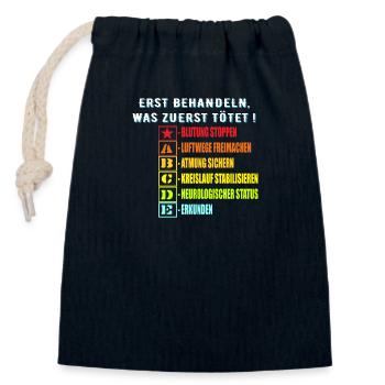 112 ABC Schema,RTW Notfallsanitäter,Shirt deutsch - Verschließbarer Geschenkbeutel aus Baumwolle (14x20cm) - Navy - Vorne