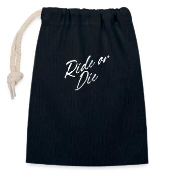 Ride or Die - Closable cotton gift bag (14x20cm) - navy - Front
