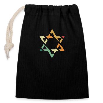 star of David - Closable cotton gift bag (14x20cm) - black - Front