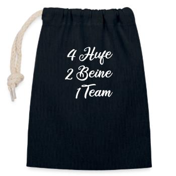Pferdespruch 4 Hufen 2 Beine 1 Team - Verschließbarer Geschenkbeutel aus Baumwolle (14x20cm) - Navy - Vorne