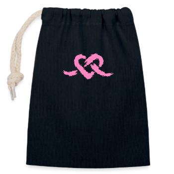 Heart knot - Closable cotton gift bag (14x20cm) - navy - Front