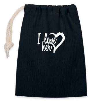 I love her - Verschließbarer Geschenkbeutel aus Baumwolle (14x20cm) - Navy - Vorne
