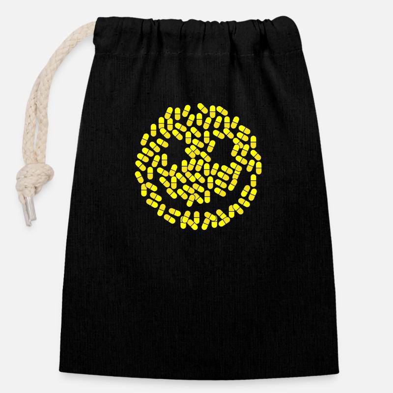 Happy pills - Closable cotton gift bag (14x20cm) - black