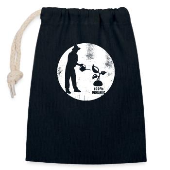 Organic gardener - Closable cotton gift bag (14x20cm) - navy - Front