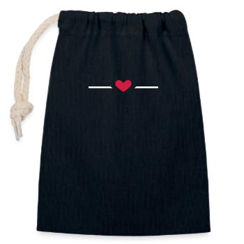 Line heart - Closable cotton gift bag (14x20cm) - navy - Front