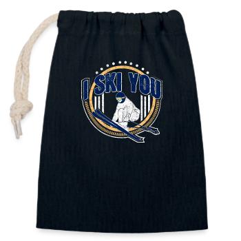 Cadeau de professeur de ski alpin - Sac cadeau en coton avec cordon (14 x 20 cm) - bleu marine - Devant