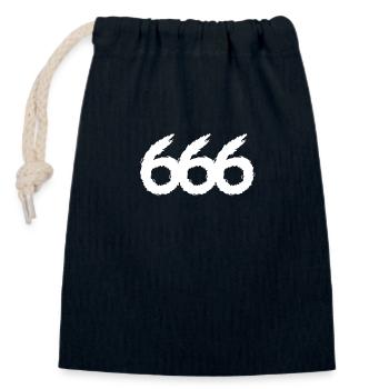666 Symbol Zahl - Verschließbarer Geschenkbeutel aus Baumwolle (14x20cm) - Navy - Vorne