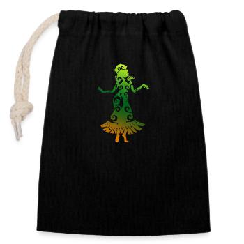 Hawaii hula dancer Polynesian Tribal Tattoo - Closable cotton gift bag (14x20cm) - black - Front