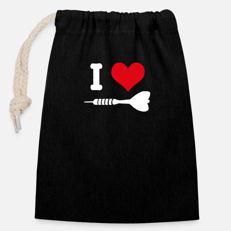 J'aime les fléchettes fléchettes fléchettes fléchette fléchette fléchette - Sac cadeau en coton avec cordon (14 x 20 cm) - noir