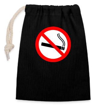 Aucun signe de fumer - Sac cadeau en coton avec cordon (14 x 20 cm) - noir - Devant