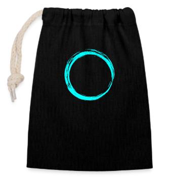 Circle Symbol Design Water Blue - Closable cotton gift bag (14x20cm) - black - Front