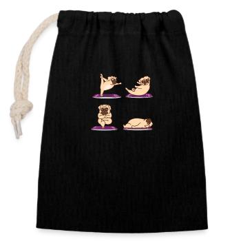 Yoga Mops | Pilates Sport Yogamatte Kurs Geschenke - Verschließbarer Geschenkbeutel aus Baumwolle (14x20cm) - Schwarz - Vorne