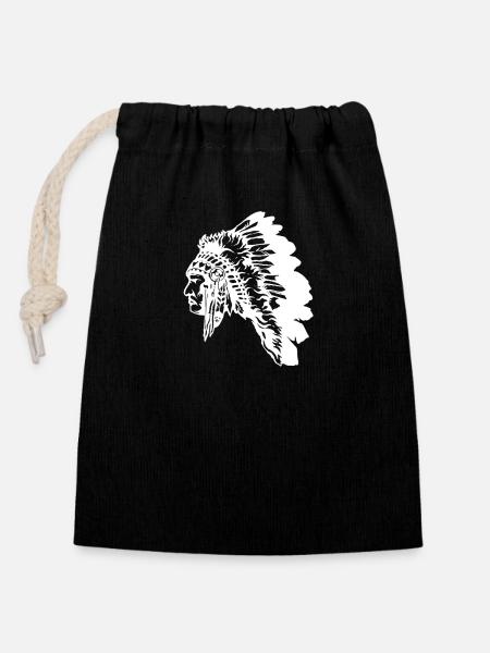 Indians - Closable cotton gift bag (14x20cm) - black