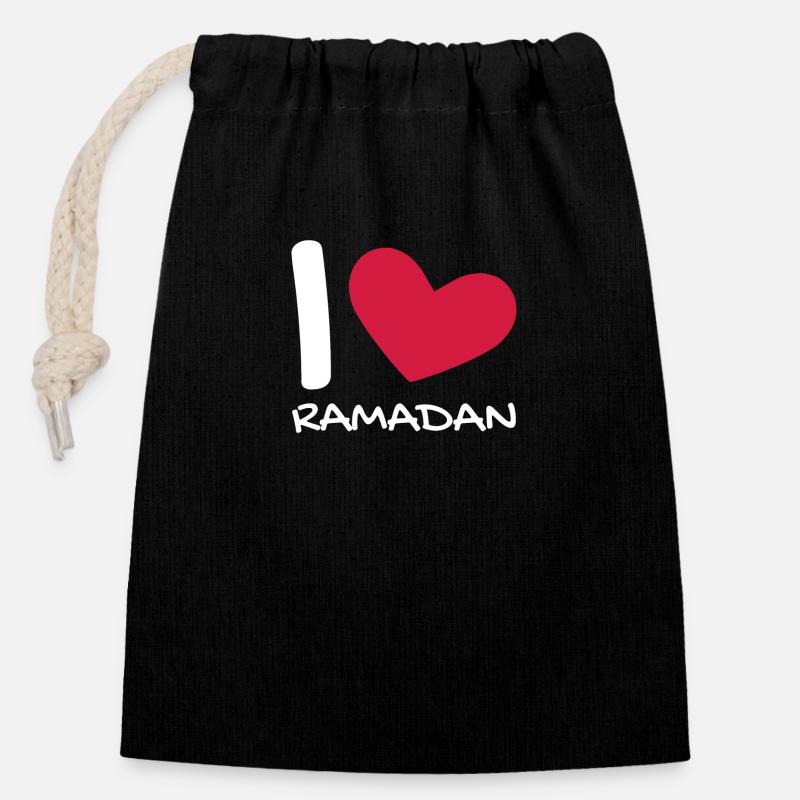 Ich liebe Ramadan Geschenk Herz - Verschließbarer Geschenkbeutel aus Baumwolle (14x20cm) - Schwarz
