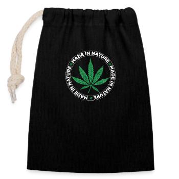 Cannabis 420 | Ott Weed Gras Ganja Joint Geschenke - Verschließbarer Geschenkbeutel aus Baumwolle (14x20cm) - Schwarz - Vorne