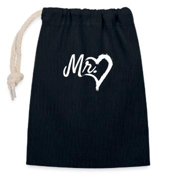 Mr Herz Symbol - Verschließbarer Geschenkbeutel aus Baumwolle (14x20cm) - Navy - Vorne