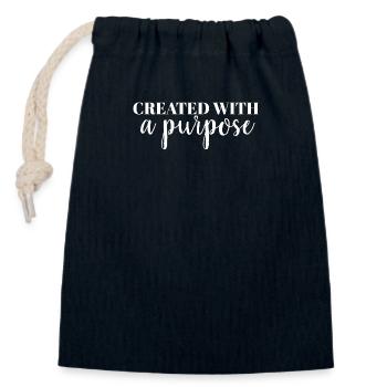 Créé avec un but - Christian - Sac cadeau en coton avec cordon (14 x 20 cm) - bleu marine - Devant