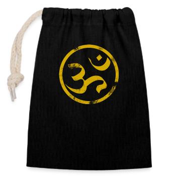 Om sanskrit - Sac cadeau en coton avec cordon (14 x 20 cm) - noir - Devant