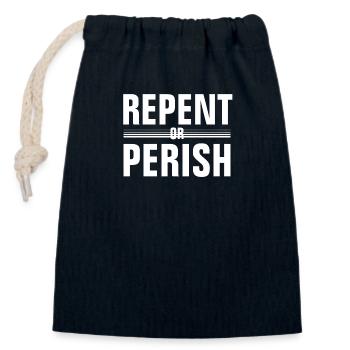 Se repentir ou périr - chrétien - Sac cadeau en coton avec cordon (14 x 20 cm) - bleu marine - Devant