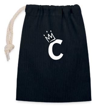 Letter C with crown - Closable cotton gift bag (14x20cm) - navy - Front